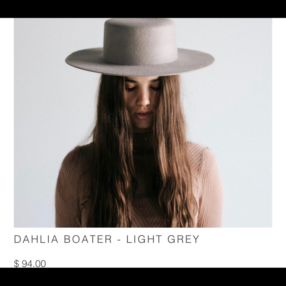 Gigi Pip Dahlia Boater Hat Gray 59M/L